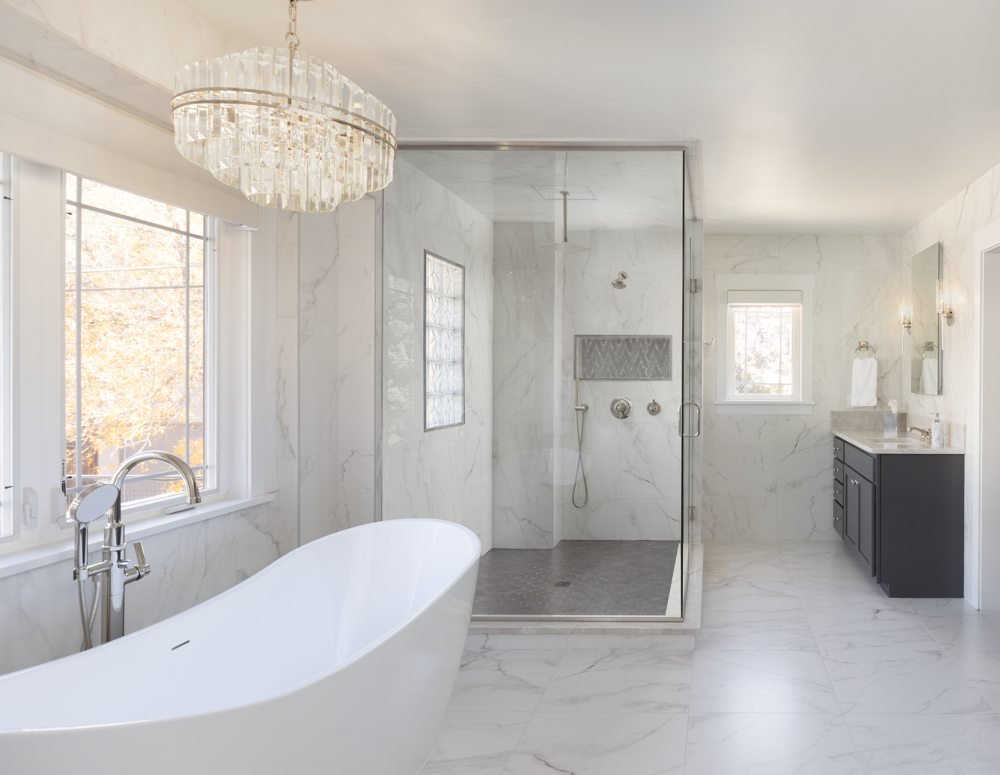 Primary Bathroom designed by Elle & Ivy Interiors, serving Fayetteville, Arkansas